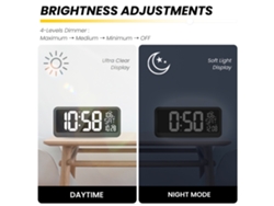 Reloj De Pared Led Xxl Ultra Claro Con Pantalla Grande, Despertador Y Visualización De La Temperatura Interior Para La Sala De Estar.