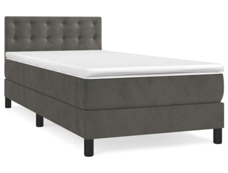 Cama con somier VIDAXL (Gris - Terciopelo - 193 x 90 x 88 cm)
