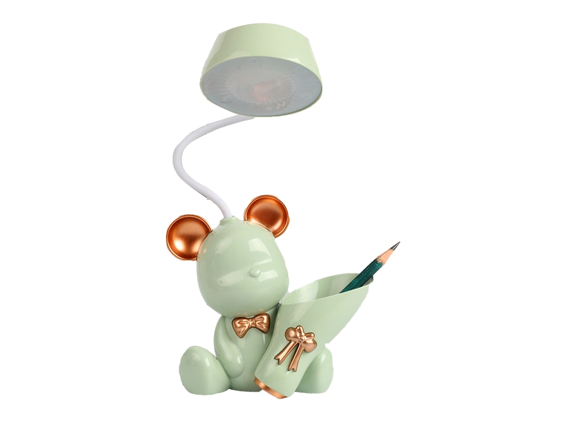 2026-lámpara De Mesa Portavasos Con Carga Usb Multifuncional Apariencia Cartoons Verde