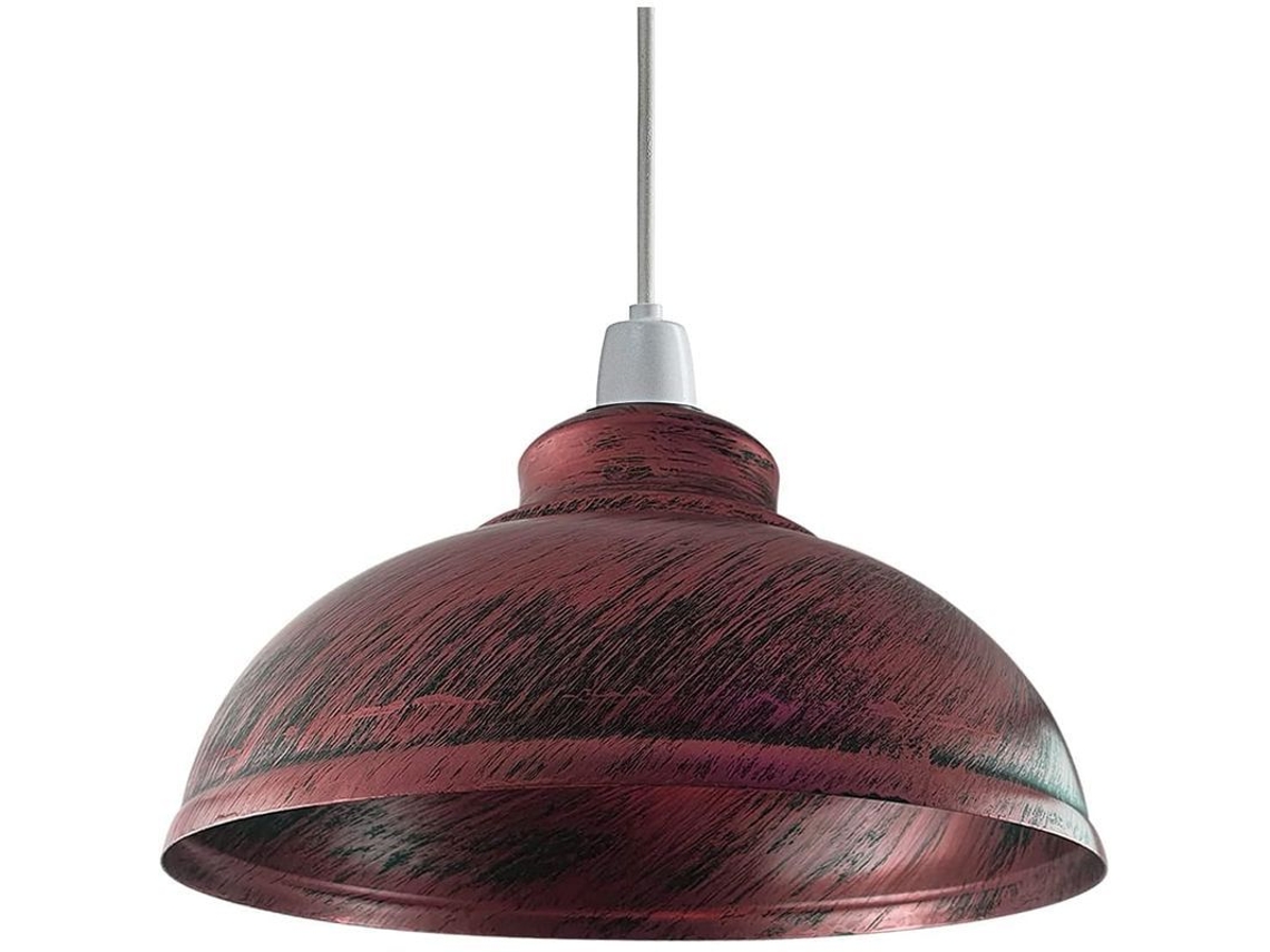2026-lâmpada De Teto Vintage Estilo Retro, Toldo De Metal Vermelho Rústico 29cm, Base E27 Para Lar E Bares