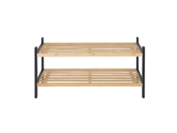 Zapatero Relaxdays, 2 niveles, Alto x Ancho x Profundidad: Aprox. 33 x 70 x 26 cm, Bambú y madera, Almacenamiento de zapatos, Moderno, Natural/Negro