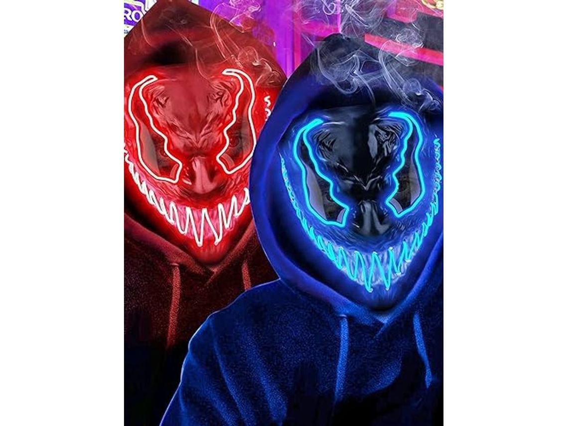 Máscara De Terror Led Brillante Para Halloween Con 3 Modos De Iluminación Para Fiestas De Disfraces, 2 Unidades.