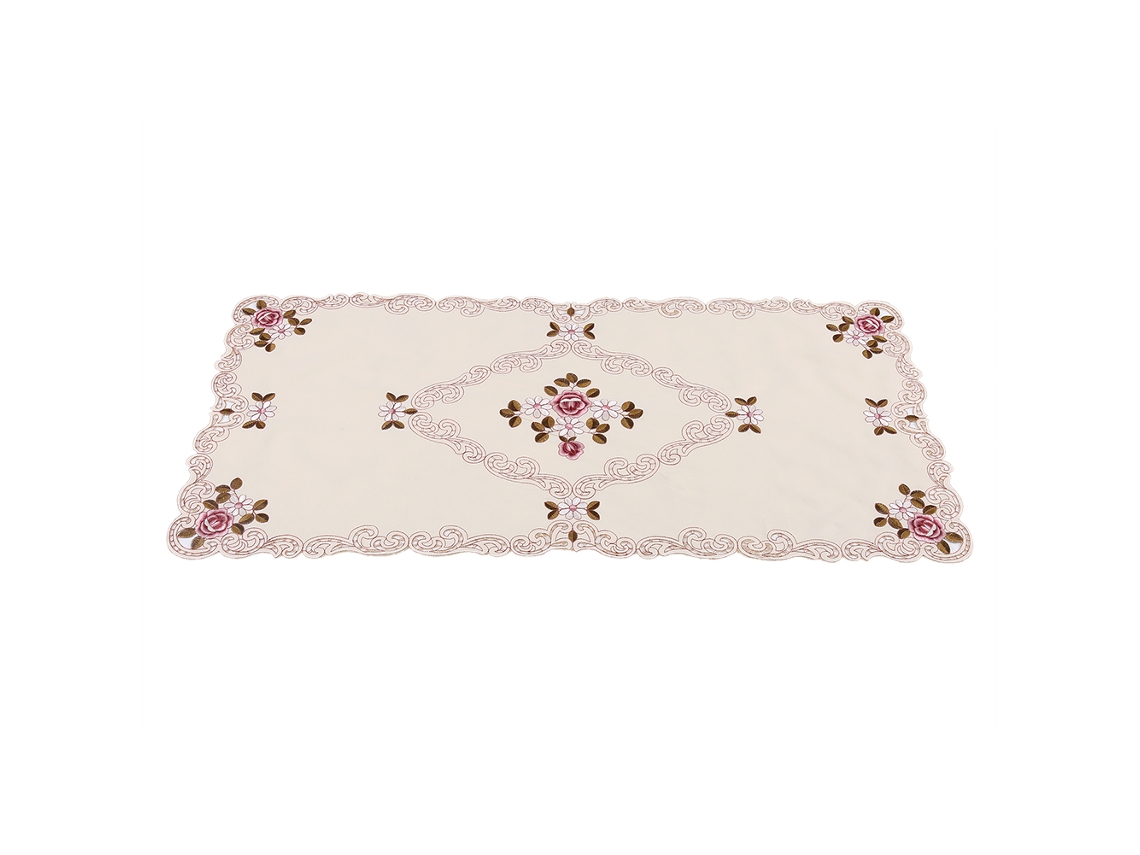 Elegante mantel rectangular bordado de 60 x 120 cm para cubrir la mesa