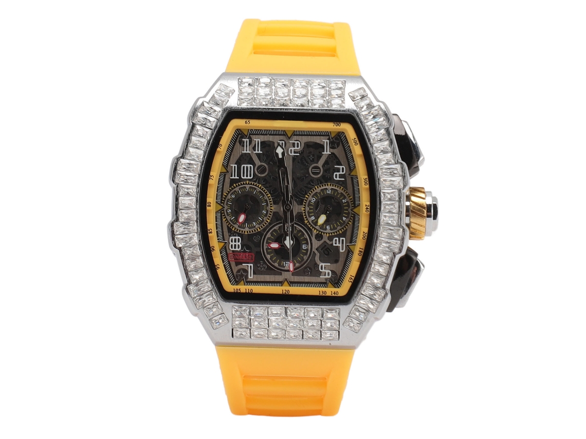 Reloj Mecánico Automático Para Hombre, Resistente Al Agua Hasta 30 M, Correa De Silicona, Oro/plata.