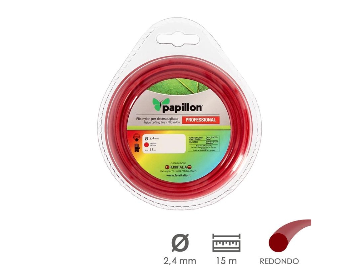 Fio de Nylon Desbrozadoras Redondo Profesional 2,4 Mm Rollo 15 Metros Fio de Nylon Corte Desbrozadores Hierba, Jardin, Maleza