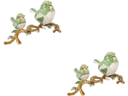 Joyero De Esmalte De 2 Piezas Con Figura De Pájaro: Elegante Almacenamiento Para Anillos Y Pendientes.