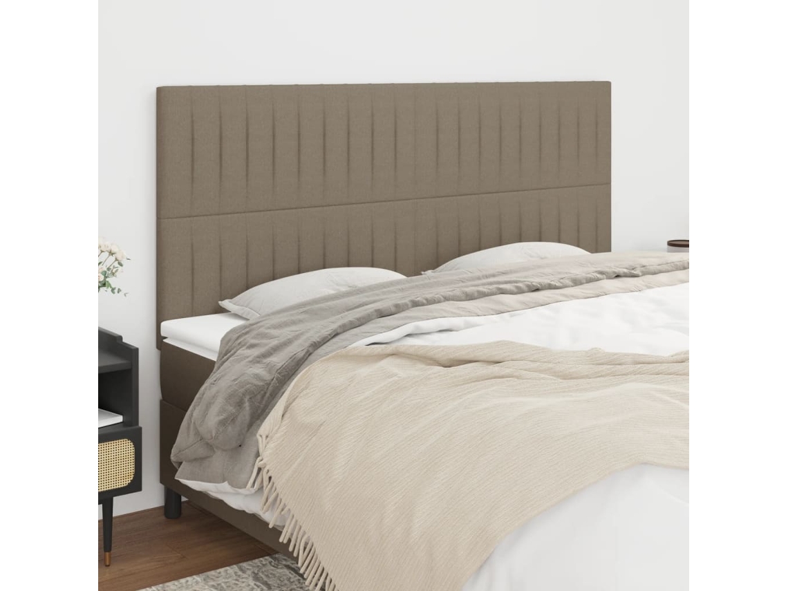 Cabeceros 4 Unidades De Tela Gris Taupe 100x5x78/88 Cm