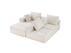 Sofá modular en forma de L Succebuy con chaise longue y cojines beige