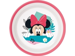 Plato culinario Tataway Bol de plástico rosa y blanco de Disney Minnie para niñas con base antideslizante