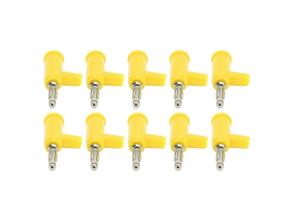 10pcs Conector Banana Sin Soldadura De Latón Abs Con Tornillo Abierto, 4mm Amarillo Para Inversores