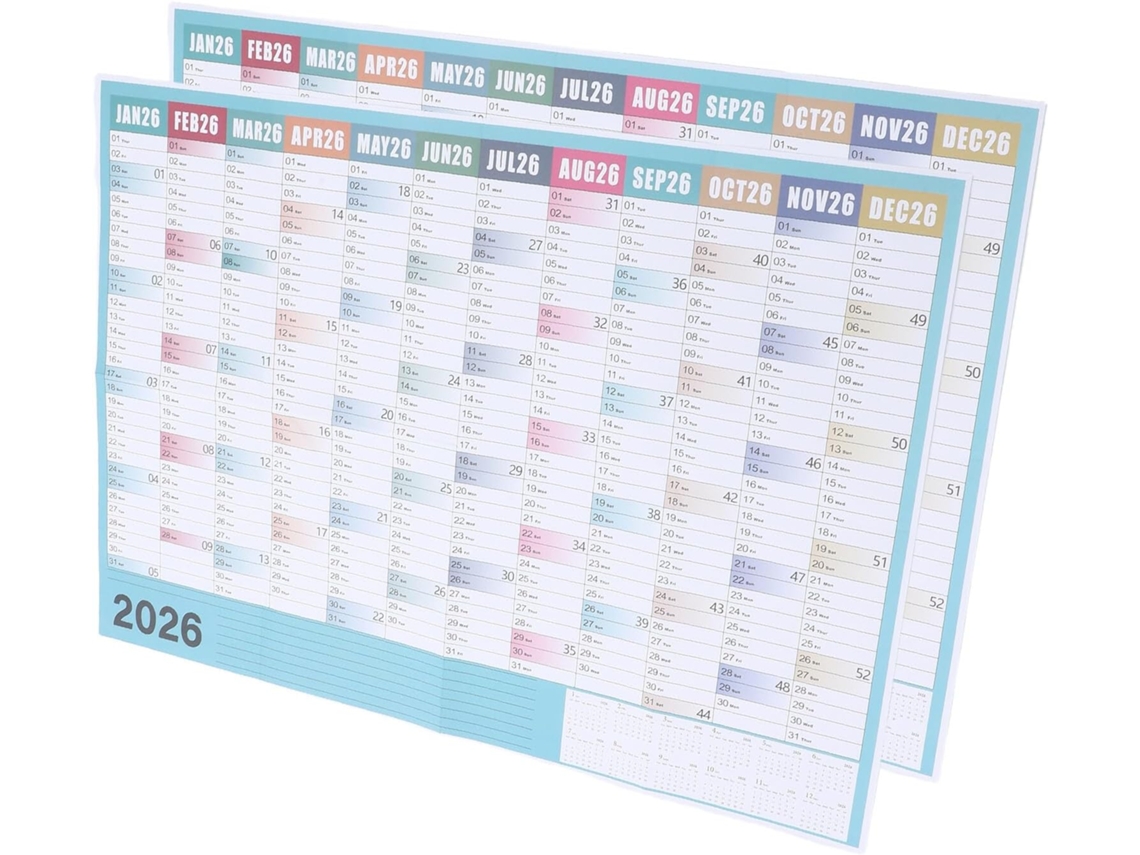 Juego De 2 Calendarios De Pared Grandes: Calendario Anual, Mensual, Planificador Familiar Y