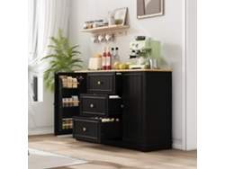Aparador Moderno 126 Cm - 3 Cajones Y Puertas Tipo Frigorífico - Negro