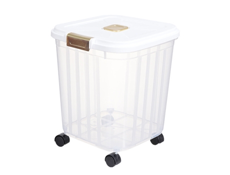 Contenedor de Comida para Perro Gato 36 x 38 x 38 cm Blanco Contenedor pienso Perros con Ruedas SELEOK