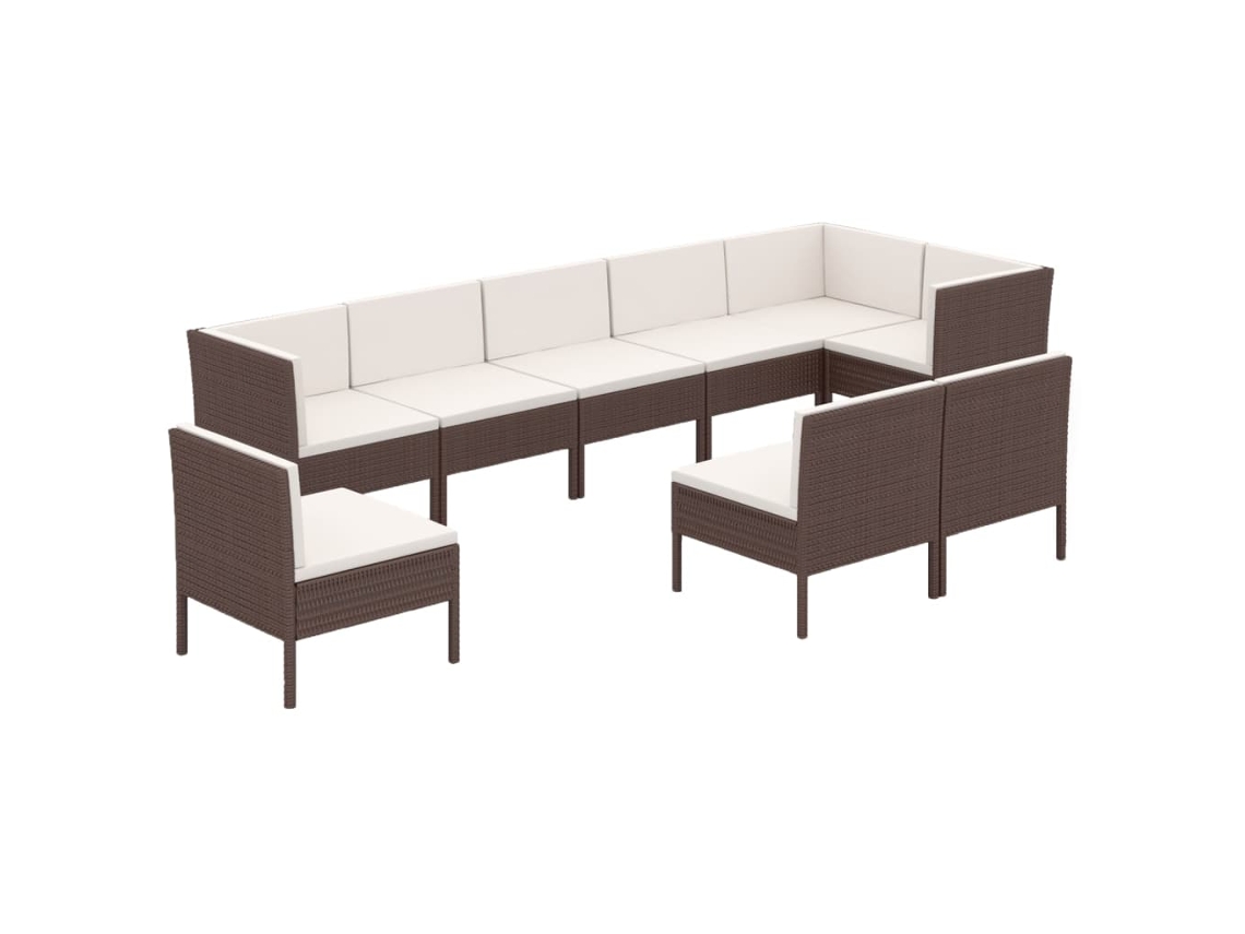 Maison Exclusive - Set Muebles De Jardín 9 Piezas Y Cojines Ratán Sintético Marrón