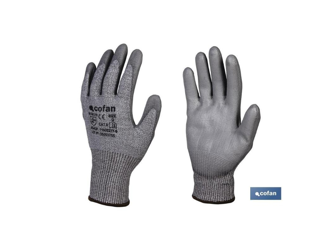 Guante anticorte impregnado pu gris t-7 venta unitaria