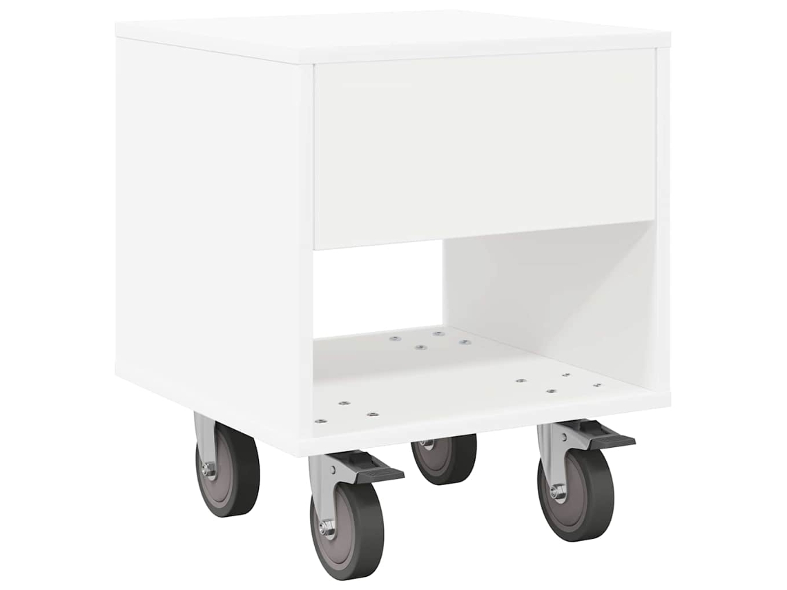 Mesita de noche blanca con madera procesada MAISON EXCLUSIVE (40,5x40x48 cm)