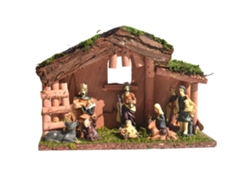 Adorno de resina, escena de la Natividad navideña católica