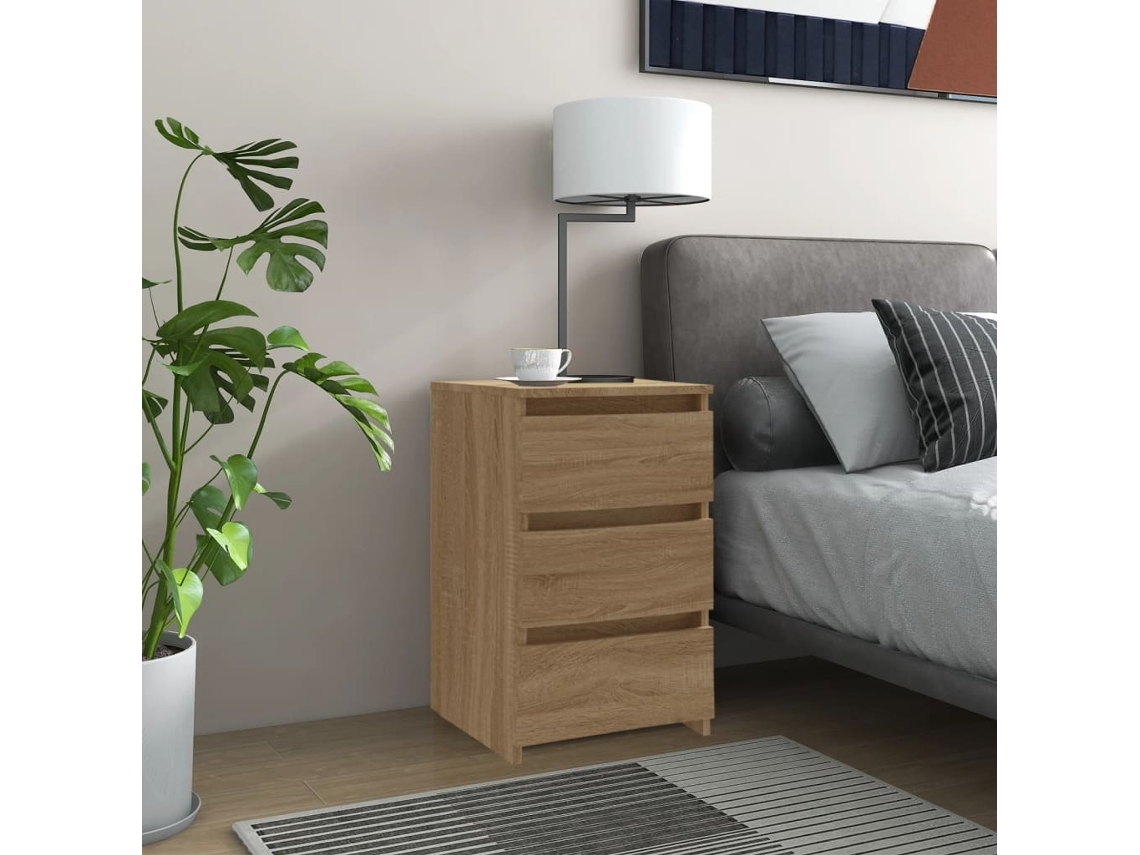 Mesa de Cabeceira LOVELY HOME Mesinha 40X35X62,5 Cm Contraplacado Carvalho Sonoma