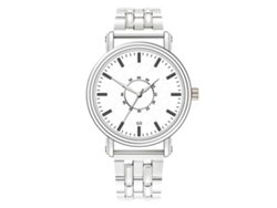 Reloj Analógico De Cuarzo Para Hombre Con Brazalete De Acero, Estilo Casual Blanco.