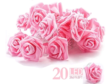 Guirnalda de luces LED con rosas, guirnalda de luces de flores blancas para interiores, guirnalda de luces románticas con pilas para decoraciones
