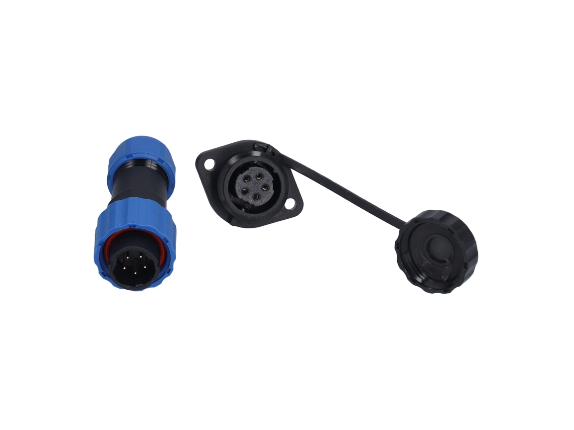 Conector Aéreo Bridado Impermeable Sp16 Ip68 De 5 Pines (250 V 5 A), Macho Y Hembra.