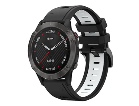 Correa De Reloj Inteligente Para Garmin Fenix 6 Sapphire Gps 22 Mm Correa De Reloj De Silicona Deportiva Bicolor Negro-Blanco VENISYMLIS