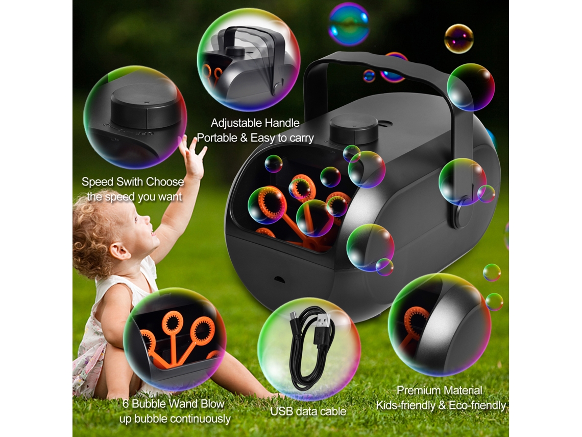 Máquina De Burbujas Automática, Portátil Y Recargable, Con Más De 4800 Burbujas Por Minuto, Ideal Para Fiestas, Cumpleaños Y Uso En Interiores Y Exteriores.