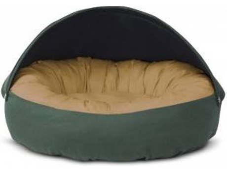 Cama Redonda para Perros y Gatos GAUTY Tela de sarga (Beige y Verde - 57 cm)