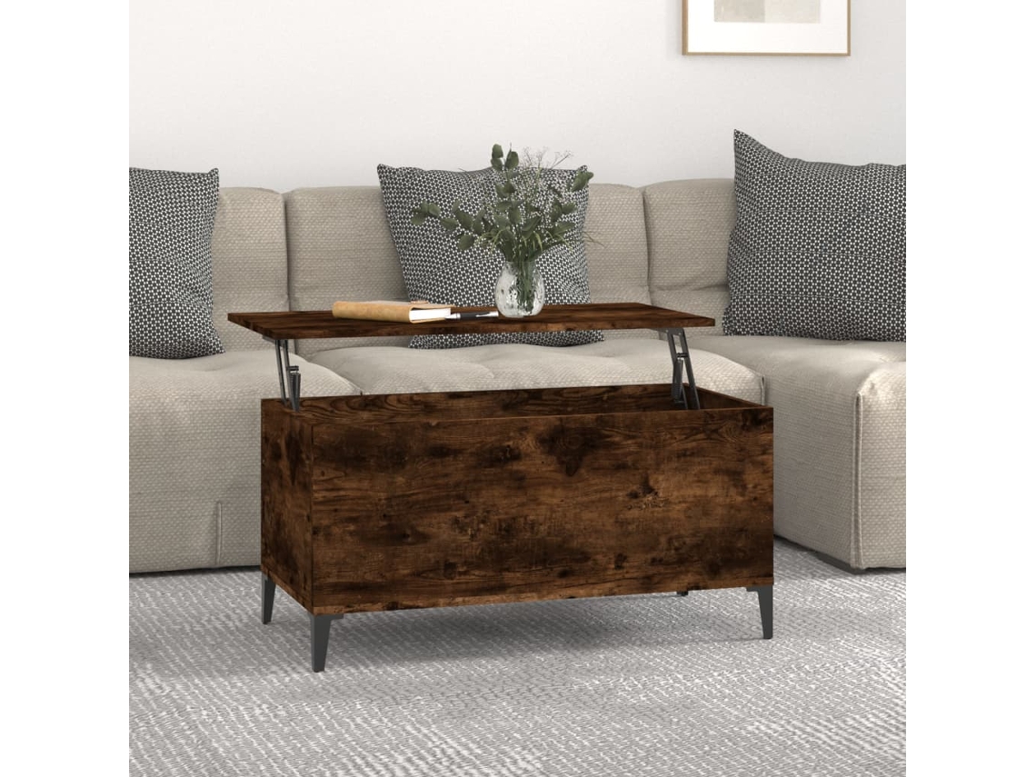 Mesa de Centro de Apoyo 90X44,5X45 Cm Derivados Madera Roble Ahumado