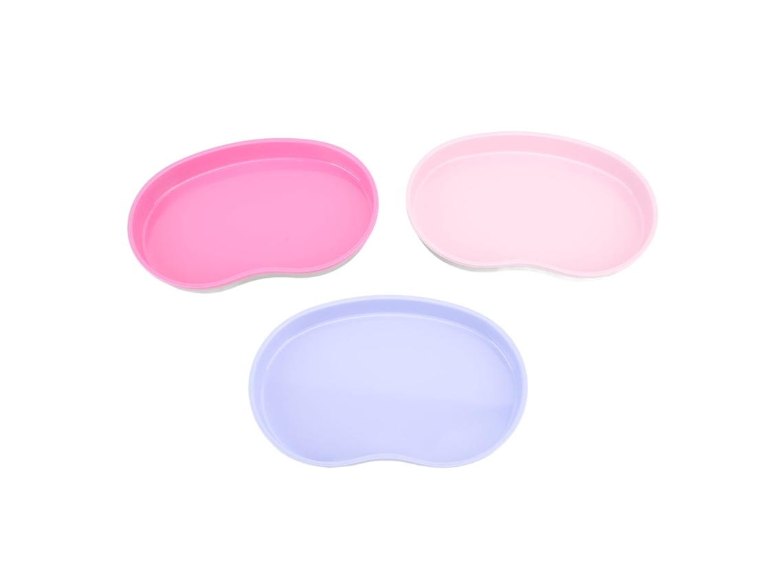 3pcs Prato Decorativo De Aço Inoxidável Empilhável Para Ferramentas De Unha Jóias Maquiagem Rosa E Roxo