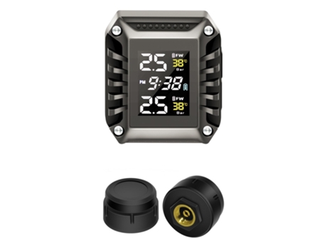 Monitor de presión de neumáticos de motocicleta, Detector eléctrico inalámbrico de presión de neumáticos de motocicleta negro