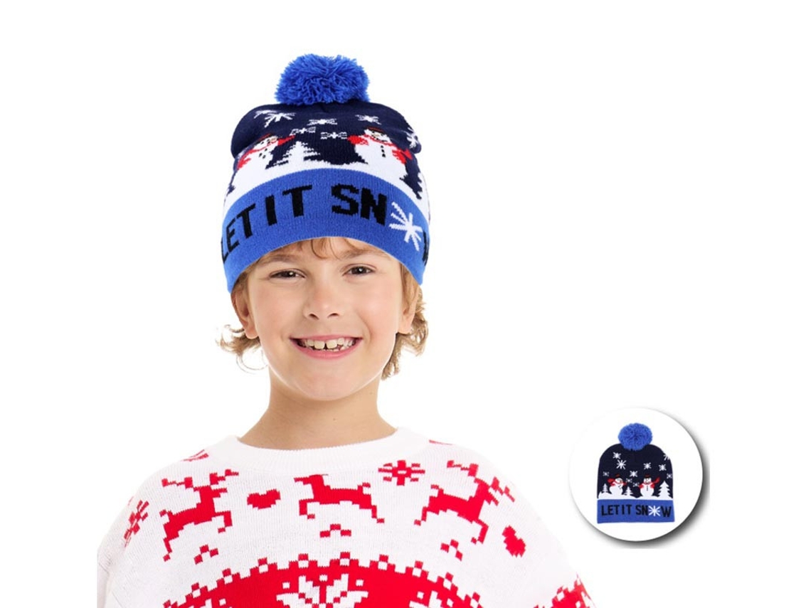 Gorro de Reno en Nieve azul infantil