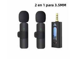 Micrófono de solapa de condensador omnidireccional inalámbrico con altavoces, micrófono portátil Mdug (2 pares de 3,5 mm)