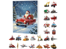 Calendario De Adviento De Navidad | Colgante Decorativo De Papá Noel En Transporte Con Diseño Acrílico 2d