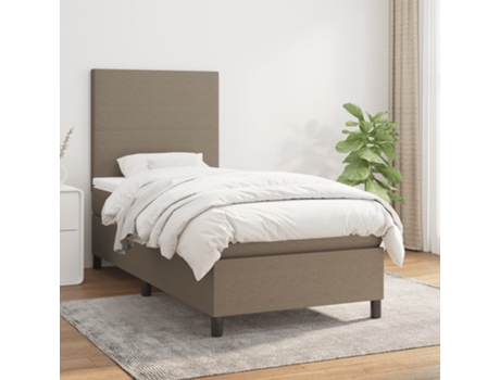 Cama con somier VIDAXL (Gris - Tela - 203 x 90 x 128 cm)