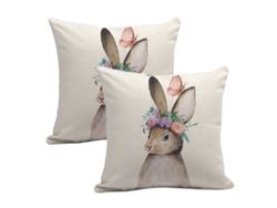 Fundas De Cojín Conejo - Estilo Pascua En Algodón Y Lino