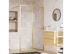 Mampara Puerta Ducha Vidrio Transparente Esg Dorado 140x195 Cm