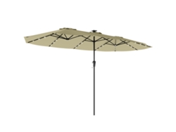 Sombrilla doble de jardín de 4x2 m, 36 LED, UPF50, con manivela, impermeable, color beige.