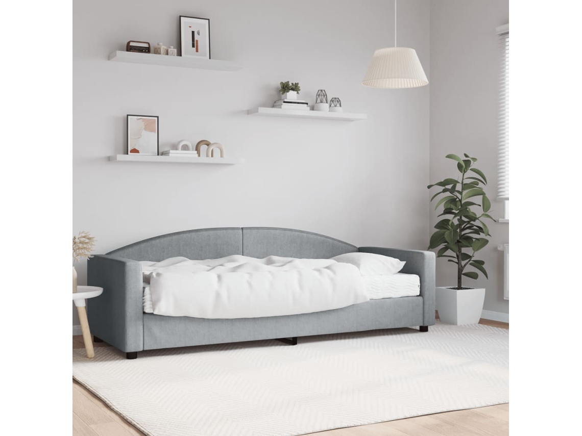 Sofá Cama Con Colchón Tela Gris Claro 80x200 Cm