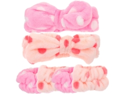 Diademax De Spa Pour Filles 6 Pcs Nœud A Pois, Cabello Rosa Clair Y Blanco, Bracelys Absorbants