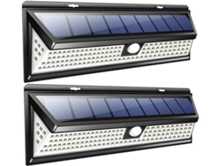 Juego De 2 Luces Solares Con 118 Led, Sensor Pir, Montaje En Pared, Luz Blanca Fría, Iluminación De Seguridad Para Exteriores.