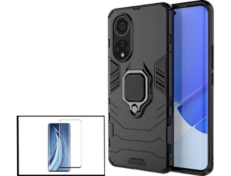 Kit Protector de Cristal Templado 5D Full Cover y Funda 3X1 Military Defender Huawei Nova 9 PHONECARE Negro
