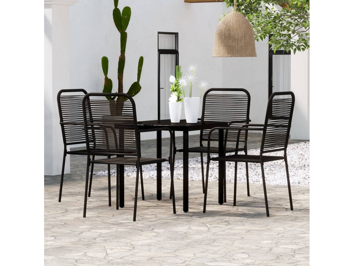 Juego de comedor de jardín negro de 2 piezas Dkd Home Decor
