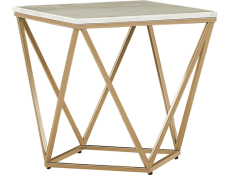 Mesa auxiliar beige/dorado 50 x 50 cm BELIANI Malibu