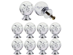 10 Manejos De Cristal De Vidrio Burbuja Para Cajones - Manijas De Armarios, Material Cristal Y Zinc, 30mm, Incluye Tornillos