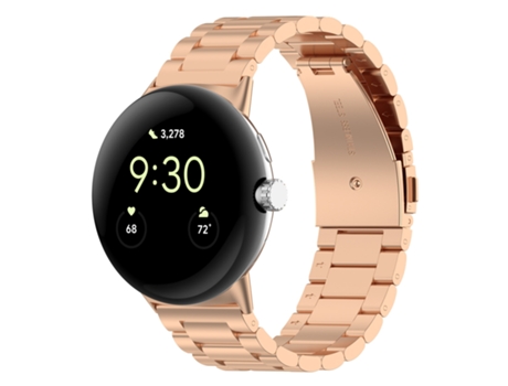 Correa Smartwatch para Google Pixel Watch 2 Metal de Acero Inoxidable con Tres Cuentas (Oro Rosa)