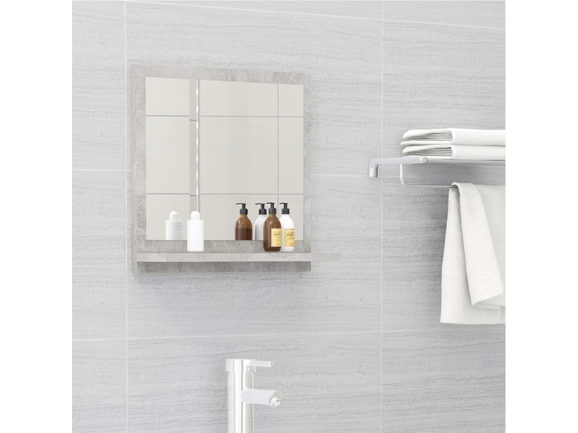 Espejo de Pared para Baño 40 x 10,5 x 37 cm Madera Contrachapada de Cemento Gris