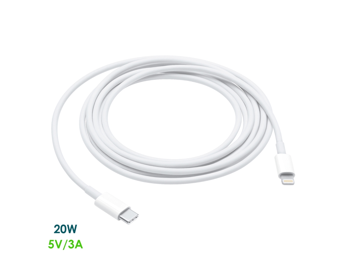Cable De Datos Y Carga Tipo C A Lightning 8 Pins (macho). Carga Rápida, 3a, 20w, 2 Metros.