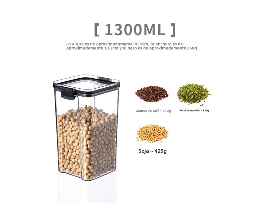 Juego de 5 recipientes herméticos de plástico transparente para almacenar alimentos Mdug (1300 ml)