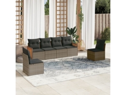 Conjunto de sofá de jardín de 6 piezas con cojines de mimbre gris, Dkd Home Decor
